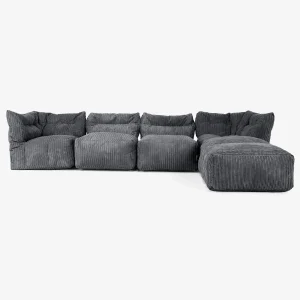 4-istuttava Modulaarinen Sohva Chaise Longuella - Vakosametti Musta
