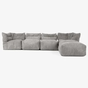 4-istuttava Modulaarinen Sohva Chaise Longuella - Vakosametti Grafiitti