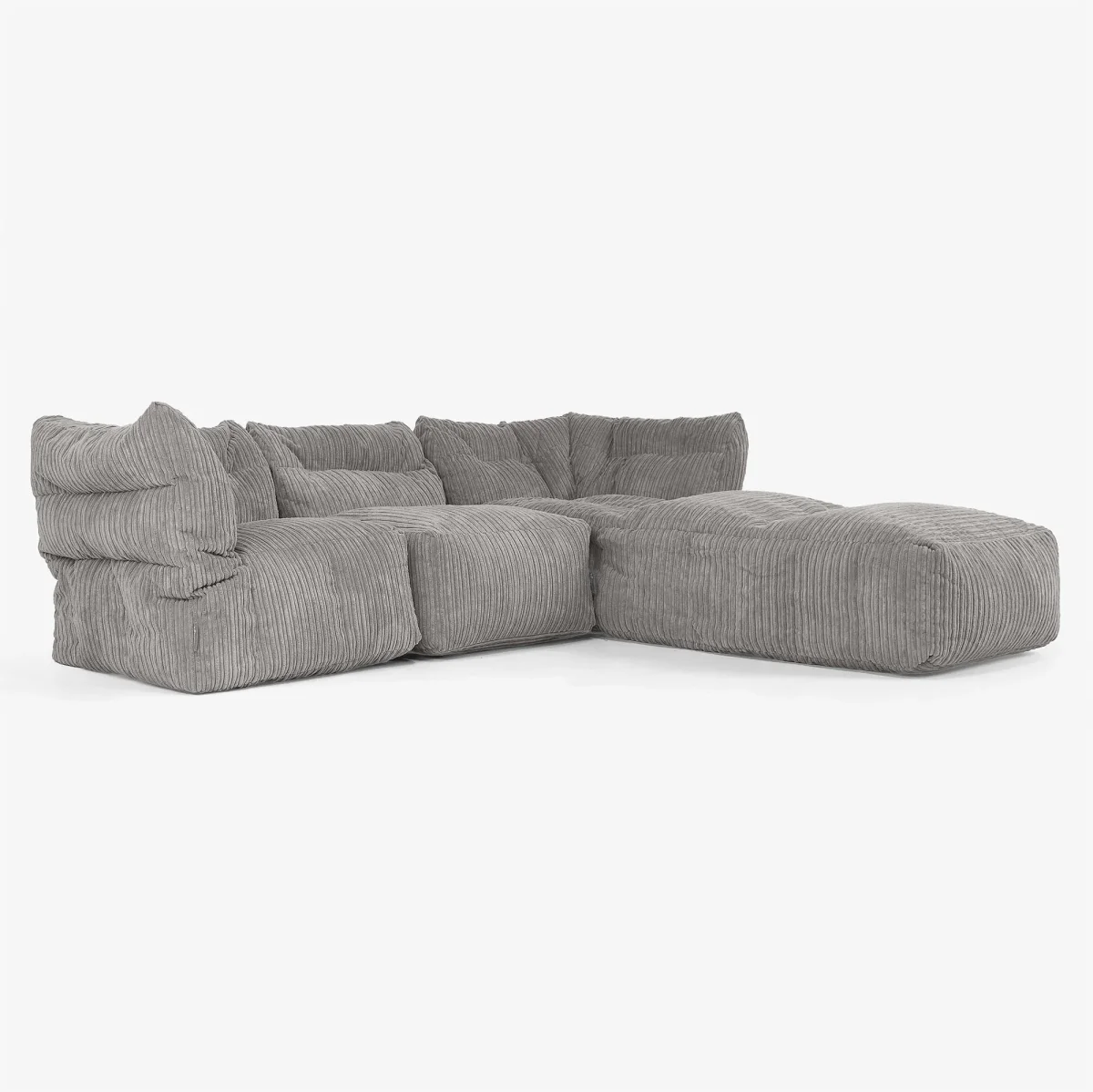 3-istuttava Modulaarinen Sohva Chaise Longuella ja Käsinojilla - Vakosametti Grafiitti - Image 3